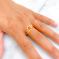 Ornate Colorful 22k Gold CZ Ring