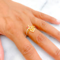 Adorned Leaf 22k Gold CZ Ring