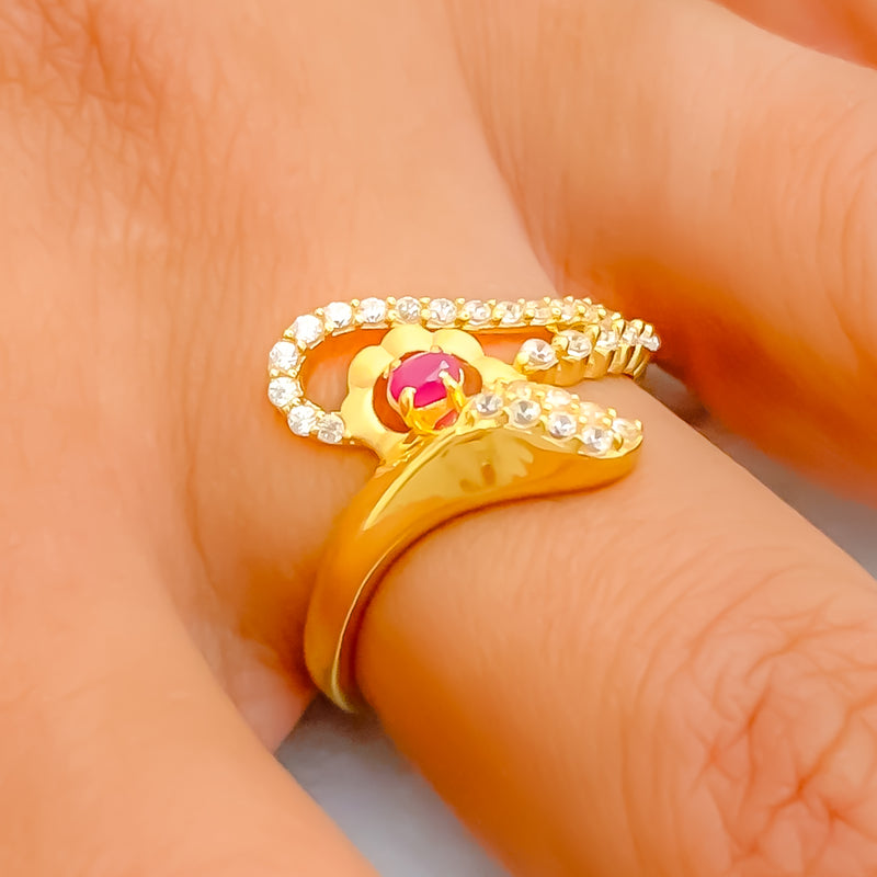 Vibrant Tasteful 22k Gold CZ Ring