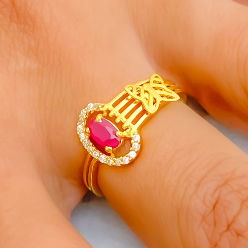Radiant Luscious 22k Gold CZ Ring