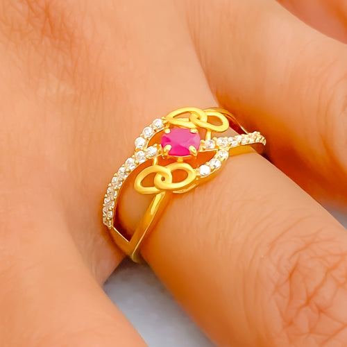 Bright Delightful 22k Gold CZ Ring