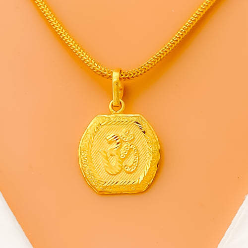 Charming Engraved 22k Gold OM Pendant