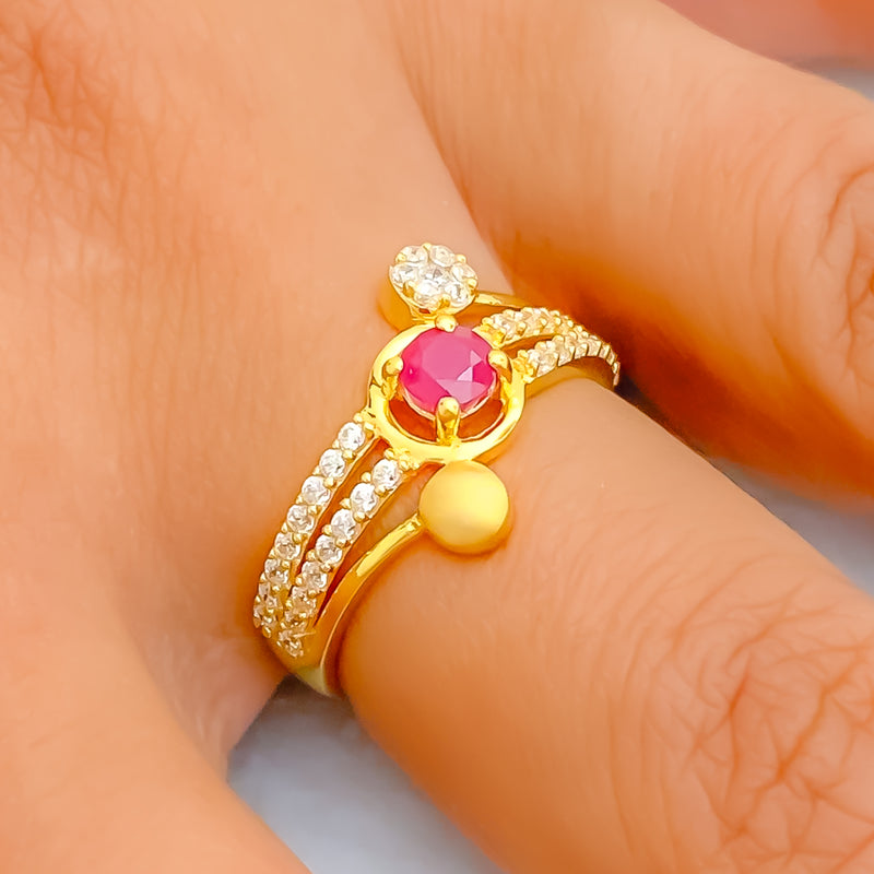 Dazzling Ethereal 22k Gold CZ Ring