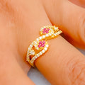 Charming Alluring 22k Gold CZ Ring