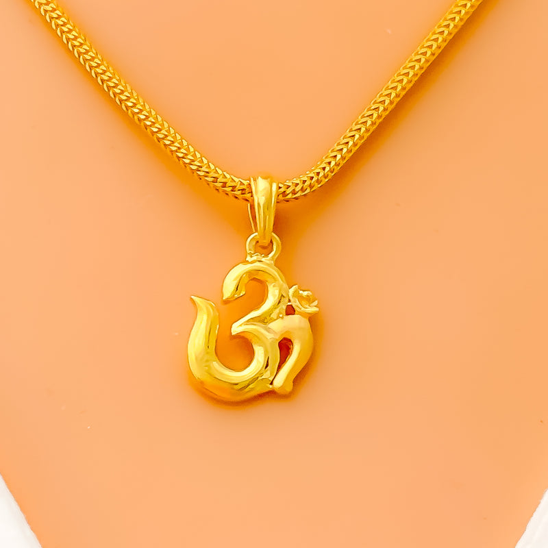 Lightweight Adorned 22k Gold OM Pendant
