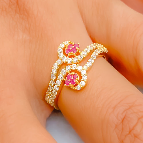 Lovely Gleaming 22k Gold CZ Ring