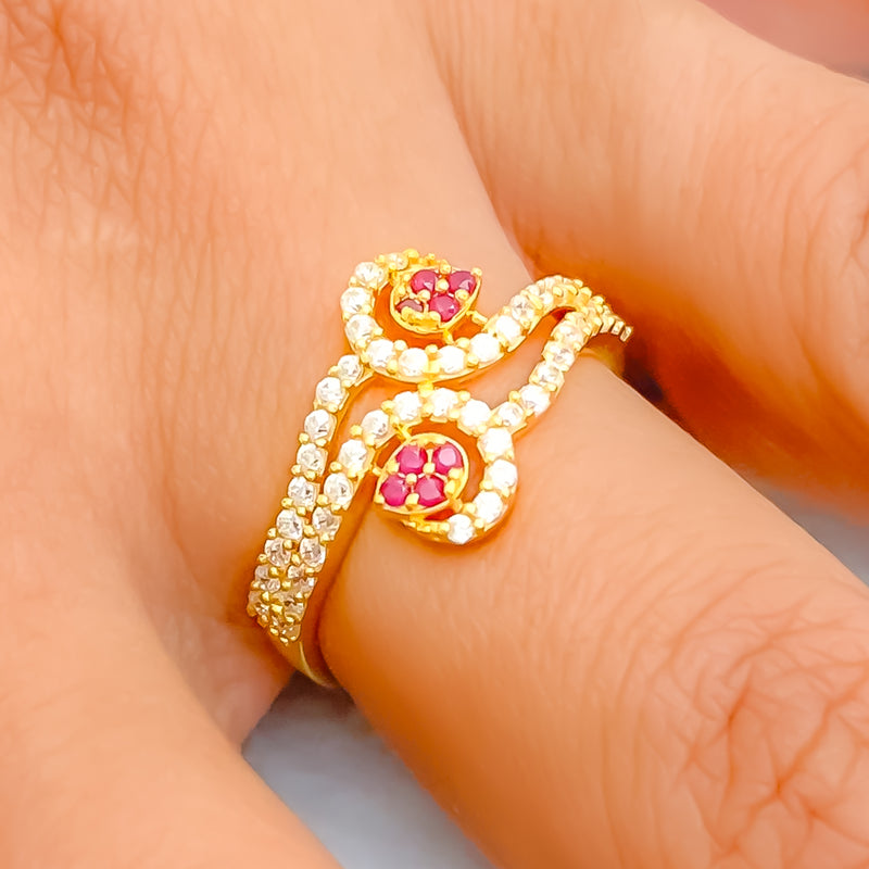 Brilliant Sophisticated 22k Gold CZ Ring