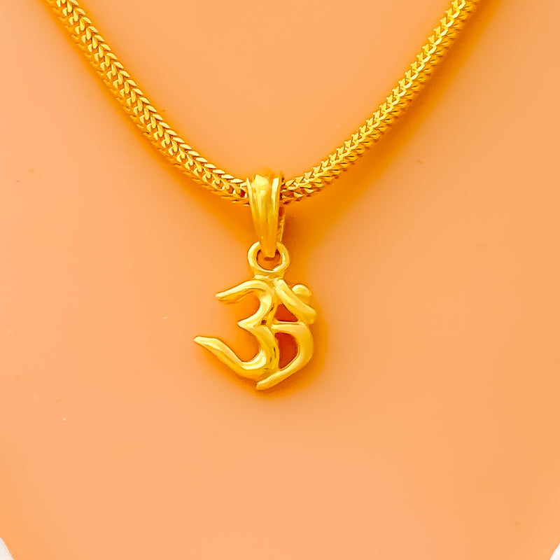Sleek Ethereal 22k Gold OM Pendant