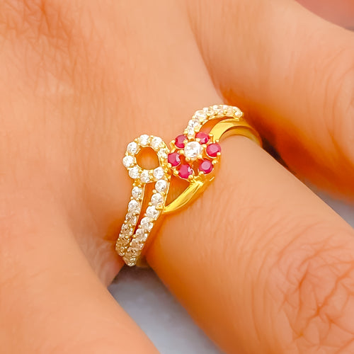 Tasteful Glowing 22k Gold CZ Ring
