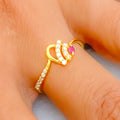 Dressy Elevated 22k Gold CZ Ring