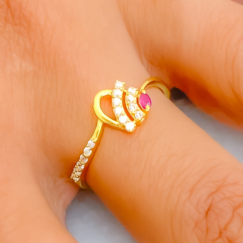 Dressy Elevated 22k Gold CZ Ring