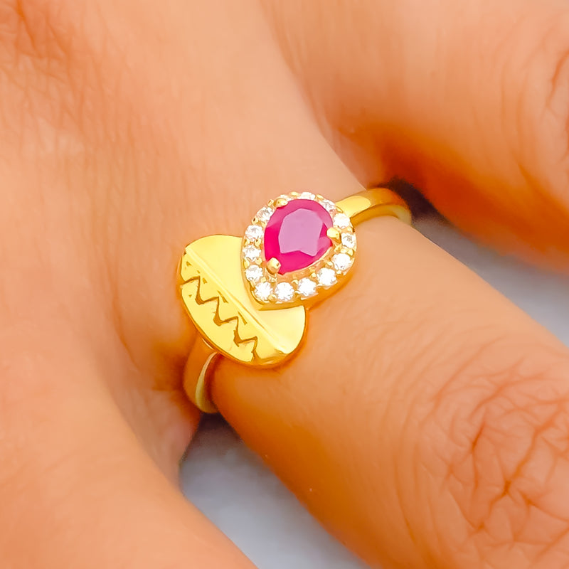 Chic Accented 22k Gold CZ Ring