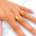 Chic Accented 22k Gold CZ Ring