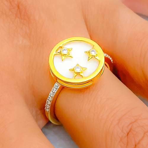 Elegant Sparkling 18K Gold + Diamond Statement Ring