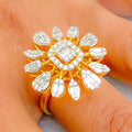 Captivating Regal 18K Gold + Diamond Statement Ring