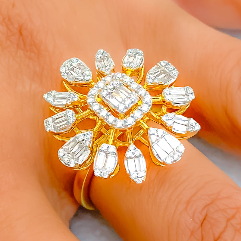 Captivating Regal 18K Gold + Diamond Statement Ring