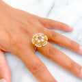 Timeless Floral 18K Gold + Diamond Statement Ring