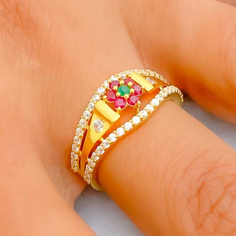 colorful-flower-22k-gold-cz-ring