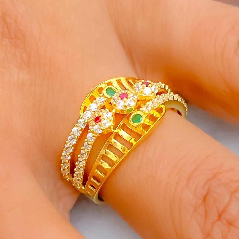 Dazzling Vibrant 22k Gold CZ Ring