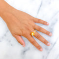 Chic Floral 22k Gold CZ Ring