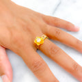 Chic Floral 22k Gold CZ Ring
