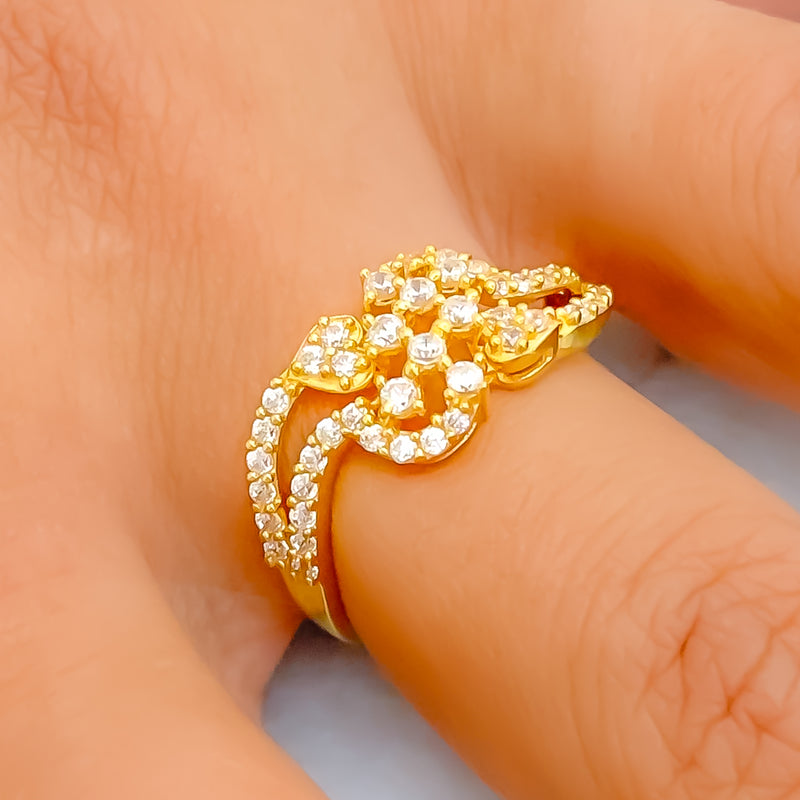 Radiant Dressy 22k Gold CZ Ring