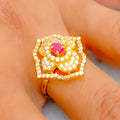 Blooming Faceted 22k Gold CZ Ring