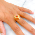 Blooming Faceted 22k Gold CZ Ring