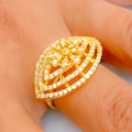 Noble Ornate 22k Gold CZ Ring
