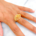 Noble Ornate 22k Gold CZ Ring