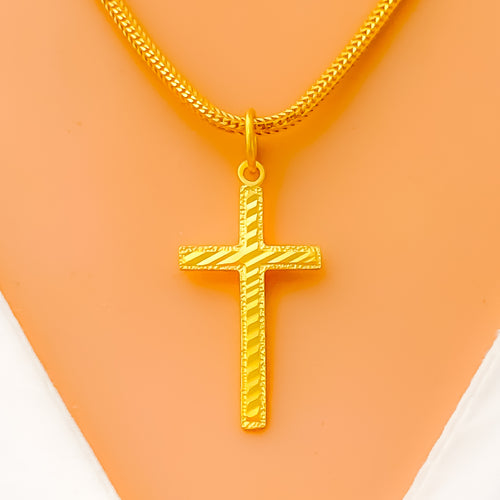 Glowing 22k Gold Cross Pendant