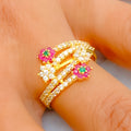 Palatial Flower 22k Gold CZ Ring