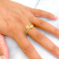 Overlapping Twin Flower 22k Gold CZ Ring