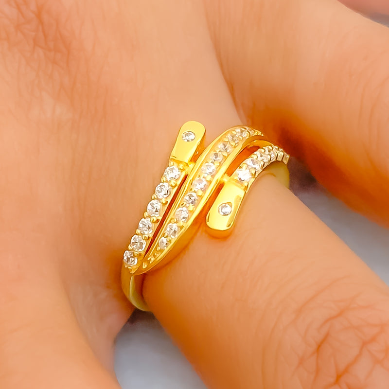 Stylish Radiant 22k Gold CZ Ring