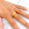 Stylish Radiant 22k Gold CZ Ring