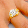 Gleaming Sculptural 22k Gold CZ Ring