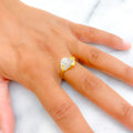 Gleaming Sculptural 22k Gold CZ Ring