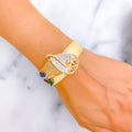 Regal Charming Paisley Adorned 18k Gold CZ Bangle Bracelet 