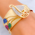 Regal Charming Paisley Adorned 18k Gold CZ Bangle Bracelet 