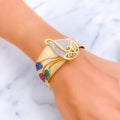 Regal Charming Paisley Adorned 18k Gold CZ Bangle Bracelet 
