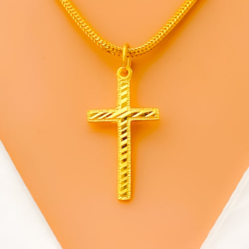 Refined Adorned 22k Gold Cross Pendant