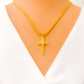 Refined Adorned 22k Gold Cross Pendant