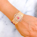 Impressive Shimmering Flower 18k Gold CZ Bangle Bracelet 