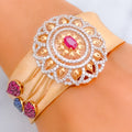 Impressive Shimmering Flower 18k Gold CZ Bangle Bracelet 