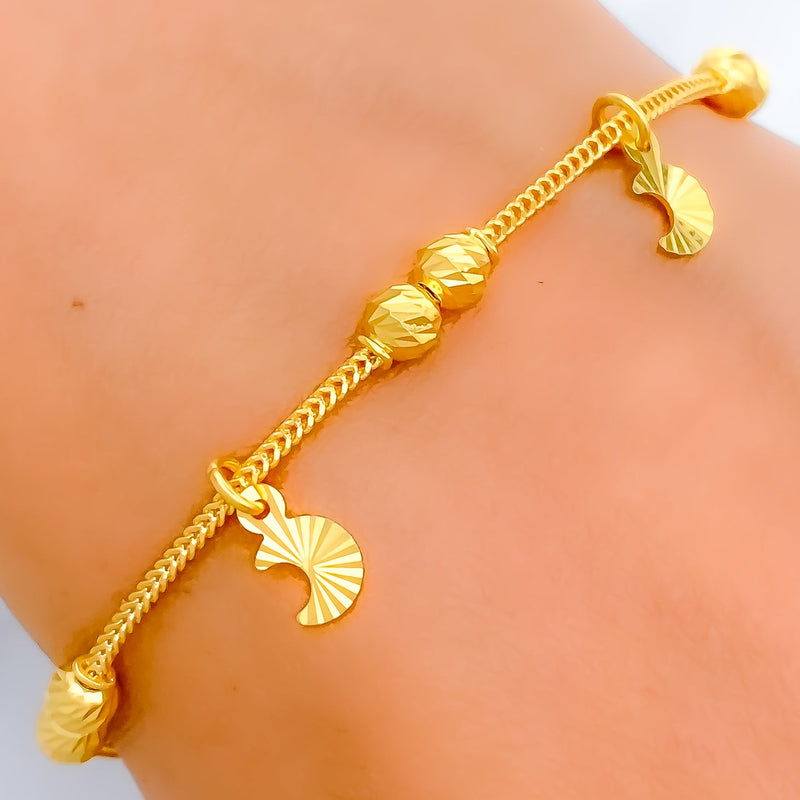 Shimmering Moon Charm 22K Gold Bracelet