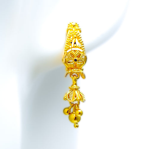 Shimmering Dangling 22k Gold Hanging Earrings