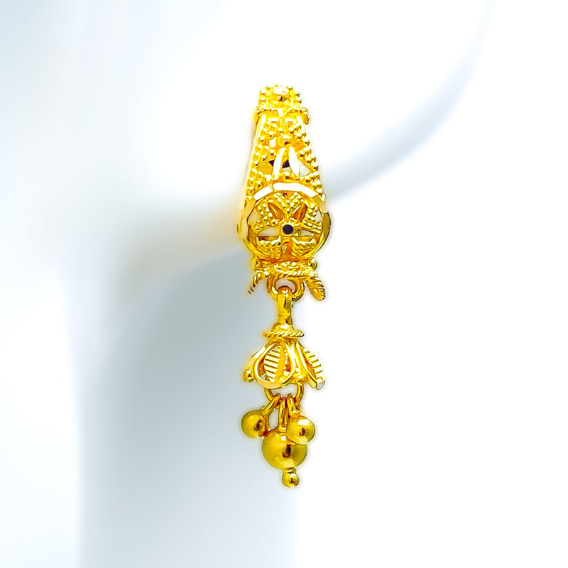 Shimmering Dangling 22k Gold Hanging Earrings