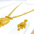 Domed Ornamental 22k Gold Long Motif Necklace Set