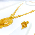 Unique Feather Adorned 22k Gold Tasseled Long Necklace Set