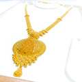 Unique Feather Adorned 22k Gold Tasseled Long Necklace Set